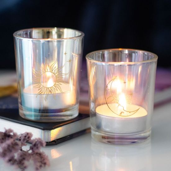 Picture of Iridescent Sun and Moon Votive Candle Holders