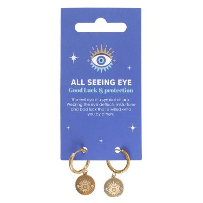 Picture of Gold Toned All Seeing Eye Earrings 