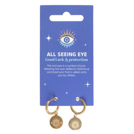 Picture of Gold Toned All Seeing Eye Earrings 