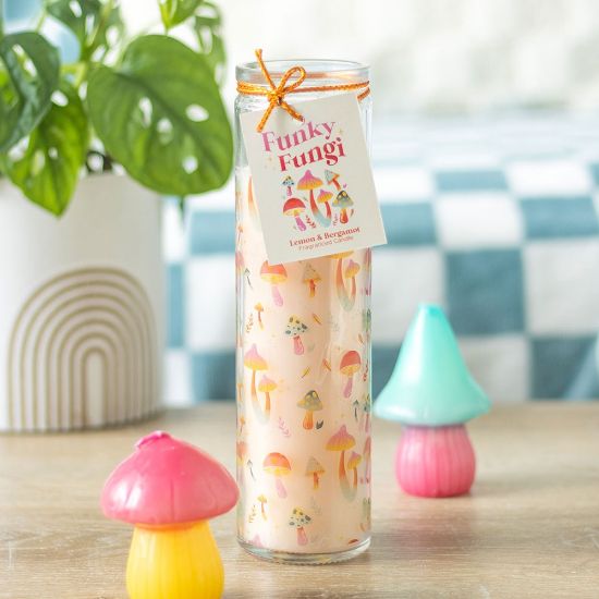 Picture of Funky Fungi Mushroom Print Tube Candle