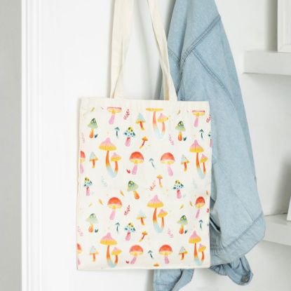 Picture of Funky Fungi Mushroom Print Polycotton Tote Bag