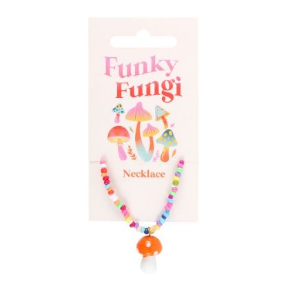 Picture of Orange Mushroom Beaded Pendant Necklace