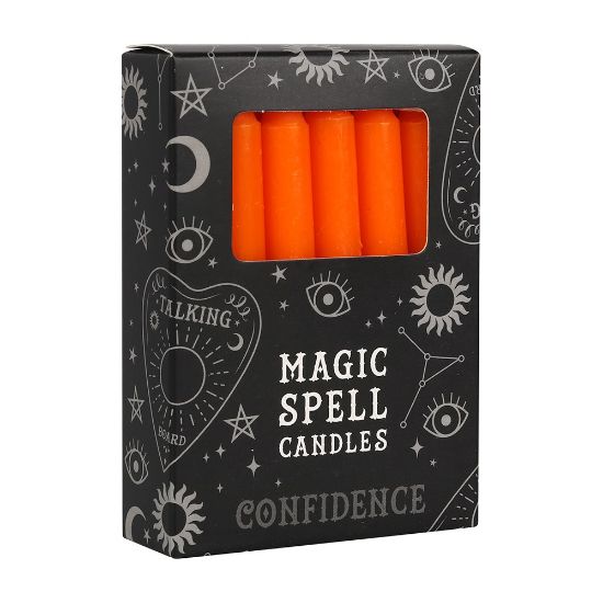 Picture of Set of 12 Orange 'Confidence' Spell Candles