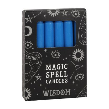 Picture of Set of 12 Blue 'Wisdom' Spell Candles