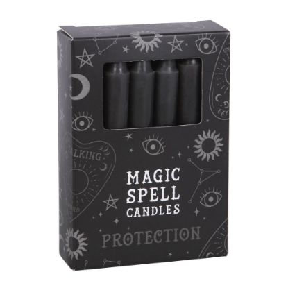 Picture of Set of 12 Black 'Protection' Spell Candles