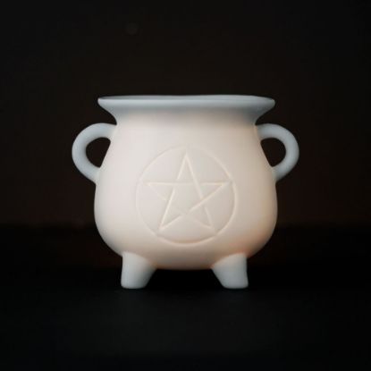 Picture of White Pentagram Cauldron Oil Burner