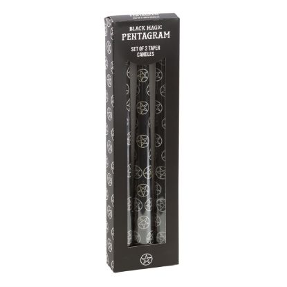 Picture of Set of 3 Black Magic Pentagram Taper Candles 