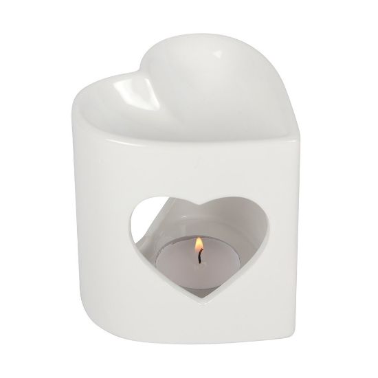 Picture of 10cm White Heart Cutout Oil Burner