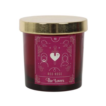 Picture of The Lovers Red Rose Tarot Candle