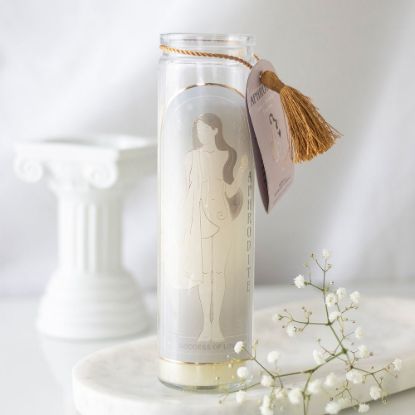 Picture of Aphrodite Goddess Tube Candle with Rose Quartz Crystals