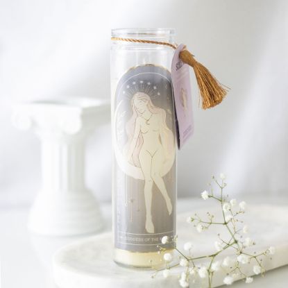 Picture of Selene Goddess Tube Candle with Amethyst Crystals