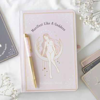 Picture of Goddess Energy A5 Manifestation Journal and Rose Quartz Crystal Pen