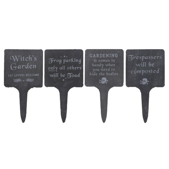 Picture of Set of 4 Slate Gothic Garden Signs