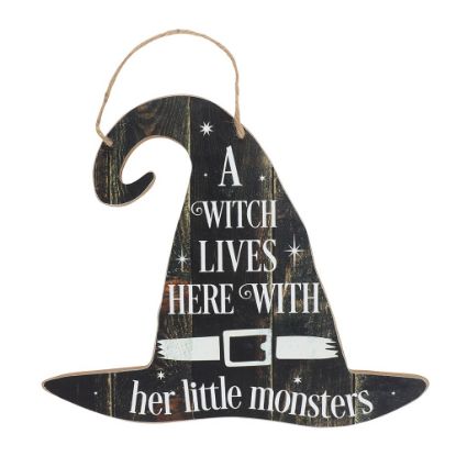 Picture of A Witch Lives Here Hanging MDF Sign