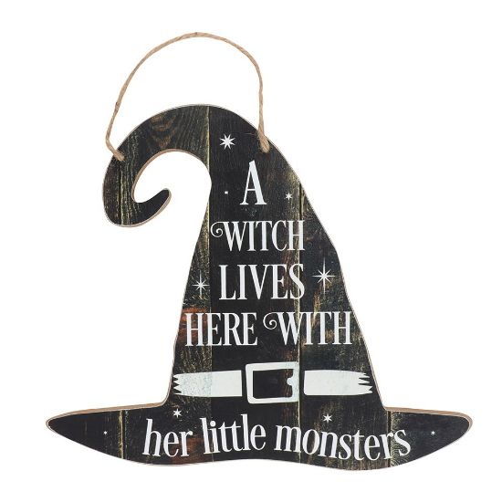 Picture of A Witch Lives Here Hanging MDF Sign
