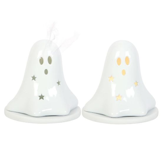 Picture of Ceramic Ghost Tealight and Incense Cone Holder