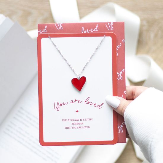 Picture of You Are Loved Heart Pendant Necklace Card