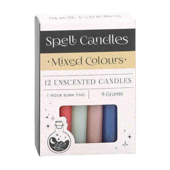 Picture of Pack of 12 Mixed Colour Spell Candles