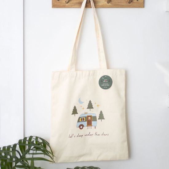 Picture of Let's Sleep Under the Stars Caravan Polycotton Tote Bag