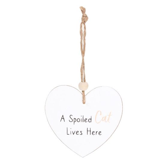 Picture of A Spoiled Cat Hanging Heart Sentiment Sign