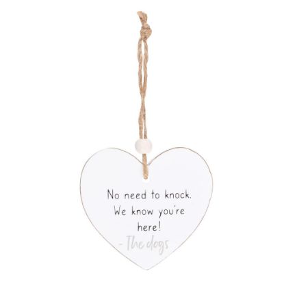 Picture of No Need To Knock Hanging Heart Sentiment Sign