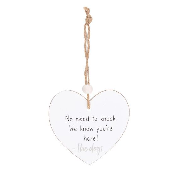 Picture of No Need To Knock Hanging Heart Sentiment Sign