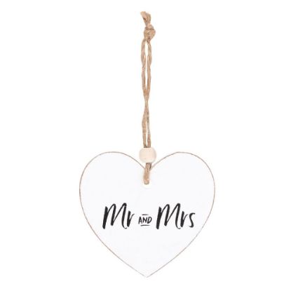 Picture of Mr and Mrs Hanging Heart Sentiment Sign