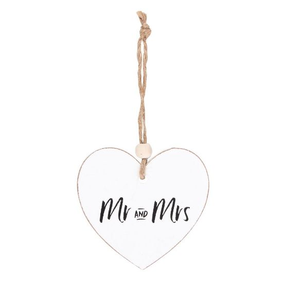 Picture of Mr and Mrs Hanging Heart Sentiment Sign