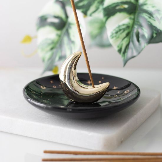 Picture of Gold Crescent Moon Incense Stick Holder