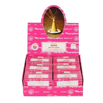 Picture of Set of 12 Packets of Rose Dhoop Cones by Satya