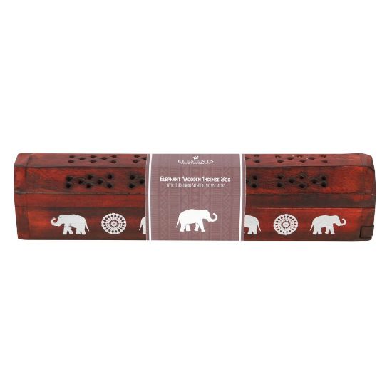 Picture of Elephant Wooden Rosewood Incense Box Set