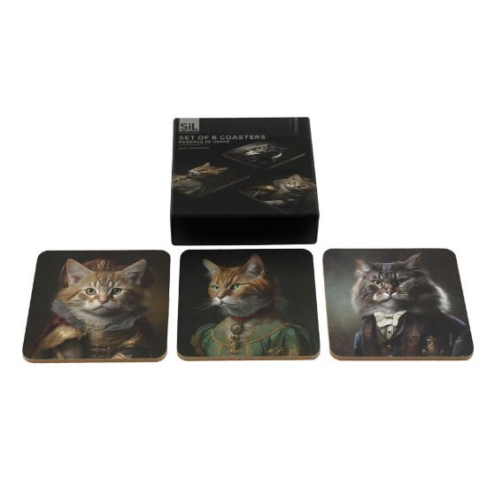 Picture of Set of 6 Cat Head Portrait Coasters