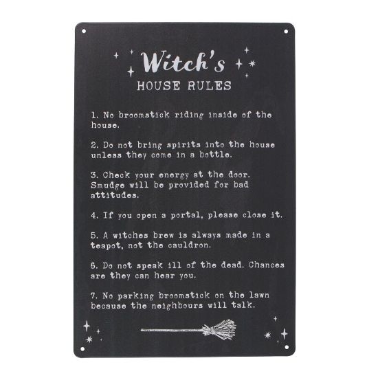 Picture of Witch's House Rules Metal Sign