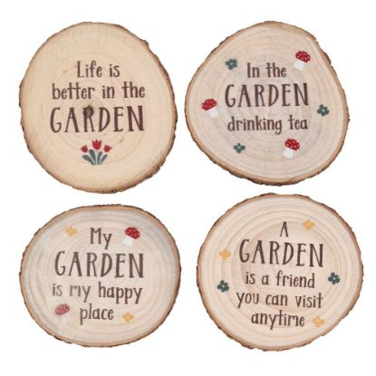 Picture of Garden Wood Slice Coaster Set