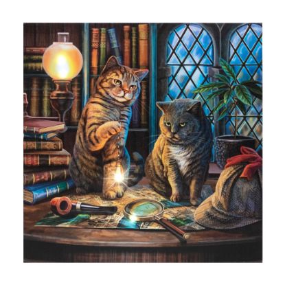 Picture of Purrlock Holmes Light Up Canvas Plaque by Lisa Parker