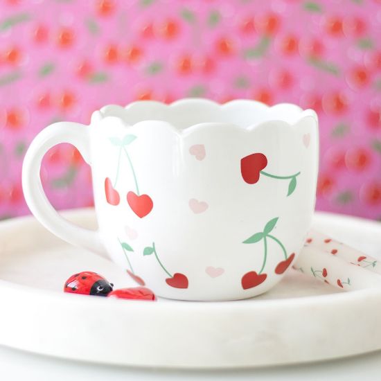 Picture of Scalloped Cherry Print Mug 