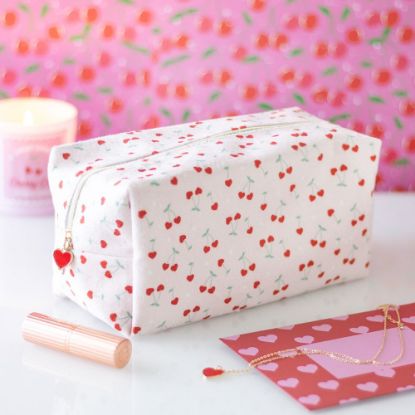 Picture of Heart Cherry Print Makeup Bag