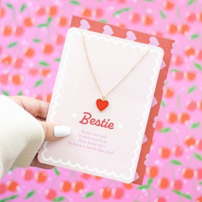 Picture of Bestie Enamel Heart Necklace Greeting Card