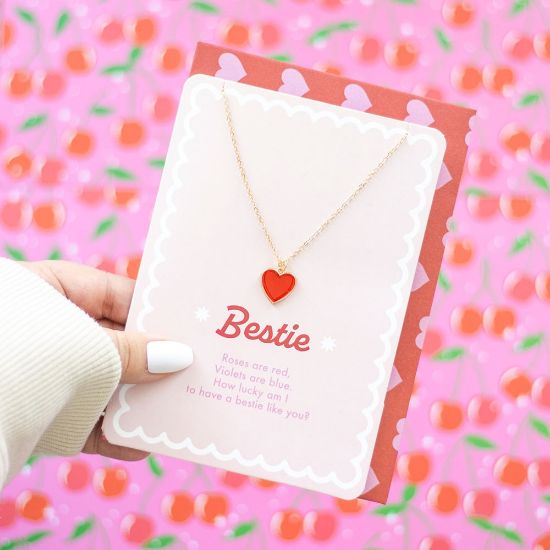 Picture of Bestie Enamel Heart Necklace Greeting Card