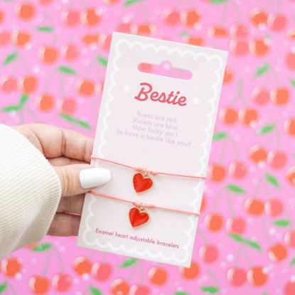 Picture of Pair of Besties Enamel Heart Charm Bracelets
