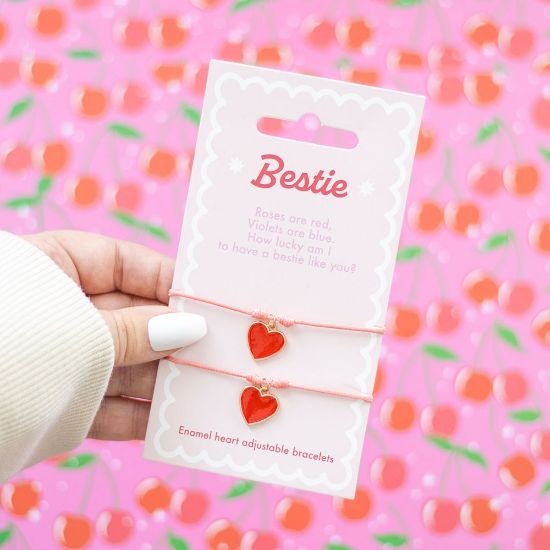 Picture of Pair of Besties Enamel Heart Charm Bracelets