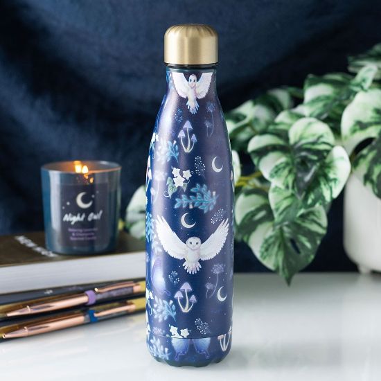 Picture of Night Flight Owl Print Metal Water Bottle