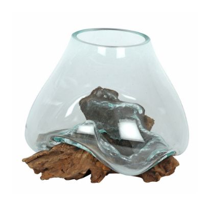 Picture of Large Molten Glass on Root Wood Stand 