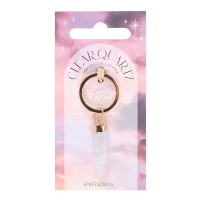 Picture of Clear Quartz Semi Precious Crystal Keyring