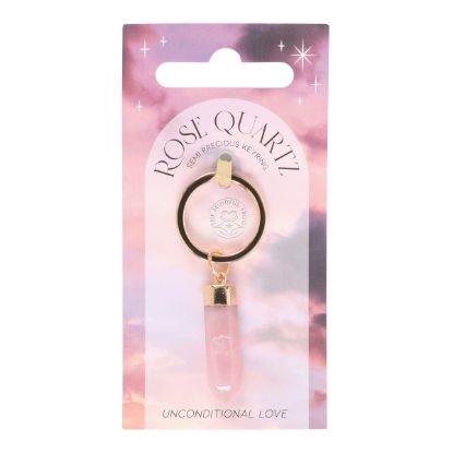 Picture of Rose Quartz Semi Precious Crystal Keyring