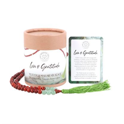 Picture of Love and Gratitude Rosewood & Green Aventurine Mallah Necklace