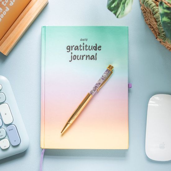 Picture of Multicoloured Gratitude Journal with Amethyst Pen