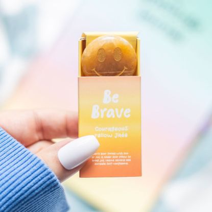 Picture of Be Brave Yellow Jade Happy Face Crystal