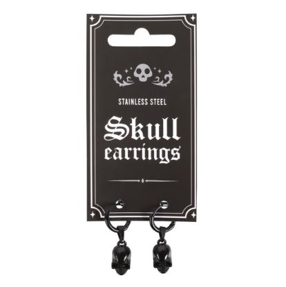 Picture of Black Stainless Steel Skull Earrings