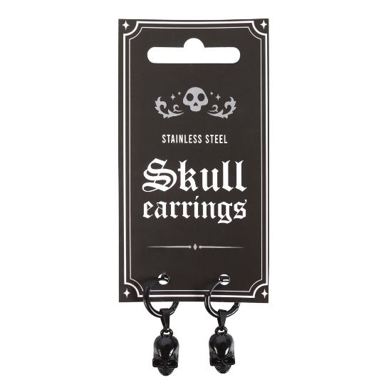 Picture of Black Stainless Steel Skull Earrings